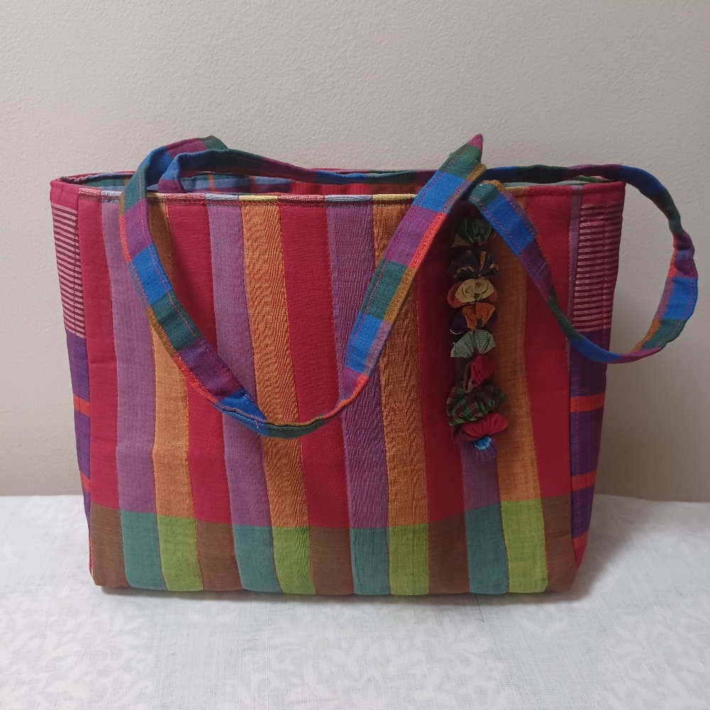 Hand crafted new Gamcha cotton colorful tote India
